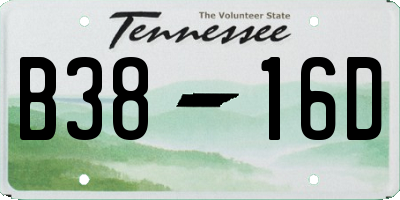 TN license plate B3816D