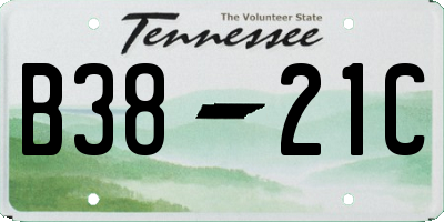 TN license plate B3821C