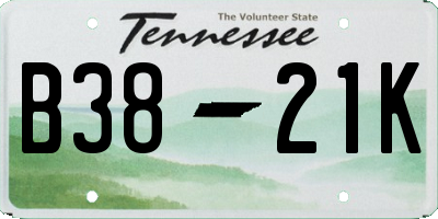 TN license plate B3821K