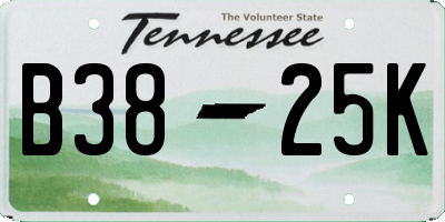 TN license plate B3825K