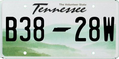 TN license plate B3828W