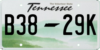 TN license plate B3829K