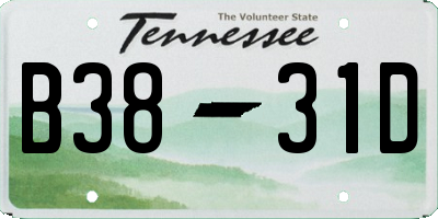 TN license plate B3831D