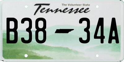 TN license plate B3834A