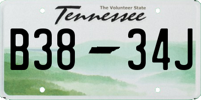 TN license plate B3834J