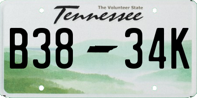 TN license plate B3834K