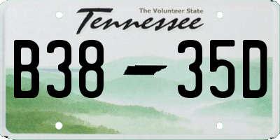TN license plate B3835D