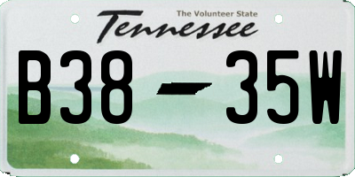 TN license plate B3835W