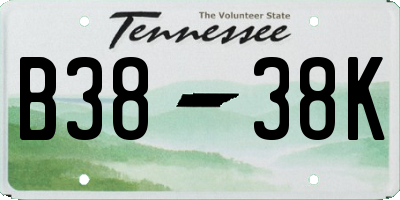 TN license plate B3838K