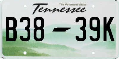 TN license plate B3839K
