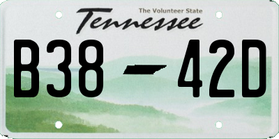 TN license plate B3842D