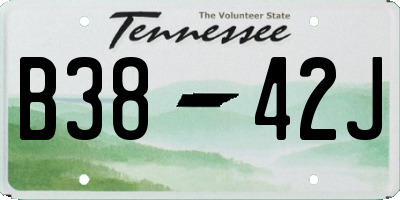 TN license plate B3842J