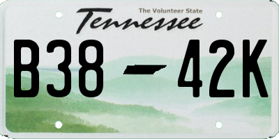 TN license plate B3842K