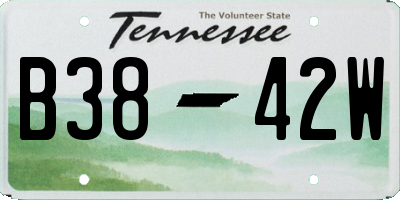 TN license plate B3842W