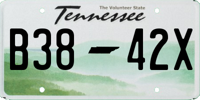 TN license plate B3842X