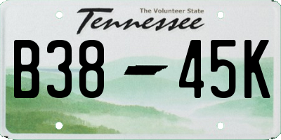 TN license plate B3845K