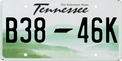 TN license plate B3846K