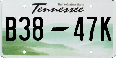 TN license plate B3847K