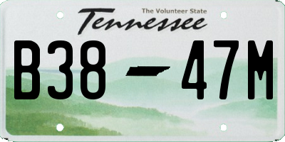 TN license plate B3847M