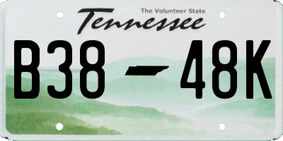 TN license plate B3848K