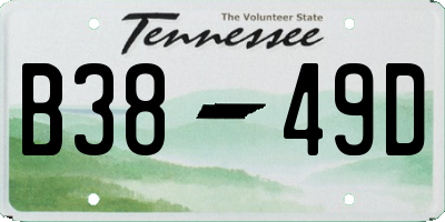 TN license plate B3849D