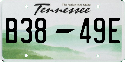 TN license plate B3849E