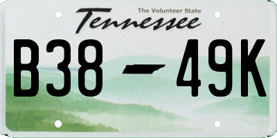 TN license plate B3849K