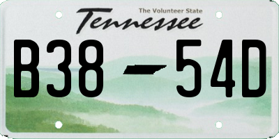 TN license plate B3854D