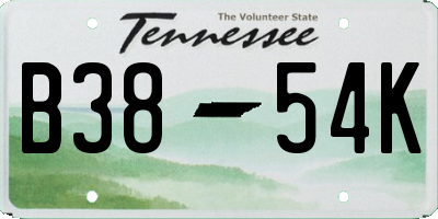 TN license plate B3854K