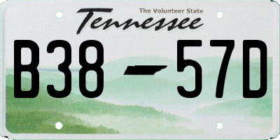 TN license plate B3857D