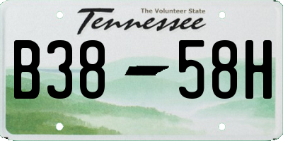 TN license plate B3858H