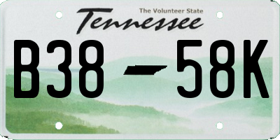 TN license plate B3858K