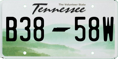TN license plate B3858W