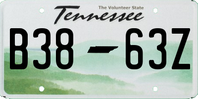 TN license plate B3863Z