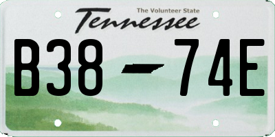 TN license plate B3874E