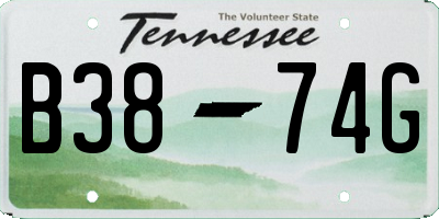 TN license plate B3874G