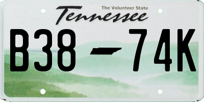 TN license plate B3874K