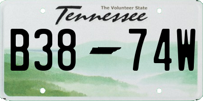 TN license plate B3874W