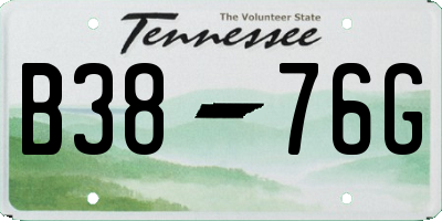 TN license plate B3876G