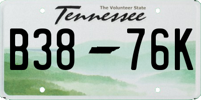 TN license plate B3876K