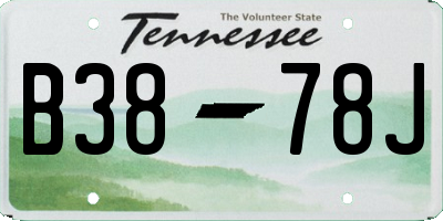 TN license plate B3878J