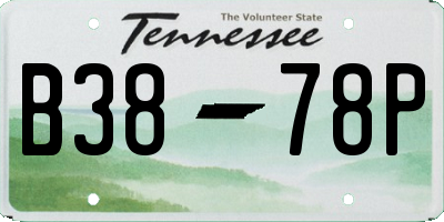 TN license plate B3878P
