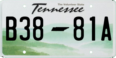 TN license plate B3881A