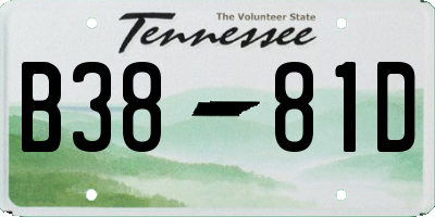 TN license plate B3881D