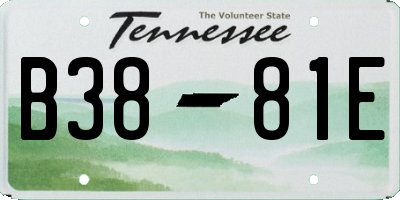 TN license plate B3881E