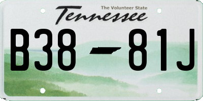 TN license plate B3881J