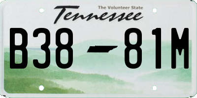 TN license plate B3881M