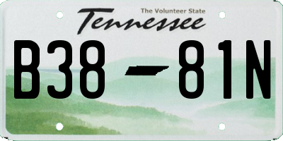 TN license plate B3881N