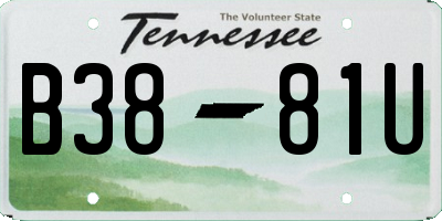 TN license plate B3881U