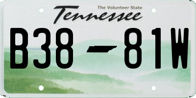 TN license plate B3881W